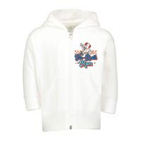 Retro Groovy Baseball Mom Game Day Tball Happy Mother's Day Toddler Zip Fleece Hoodie