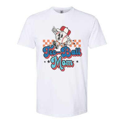 Retro Groovy Baseball Mom Game Day Tball Happy Mother's Day Softstyle CVC T-Shirt