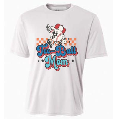 Retro Groovy Baseball Mom Game Day Tball Happy Mother's Day Cooling Performance Crew T-Shirt