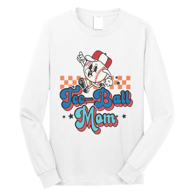 Retro Groovy Baseball Mom Game Day Tball Happy Mother's Day Long Sleeve Shirt