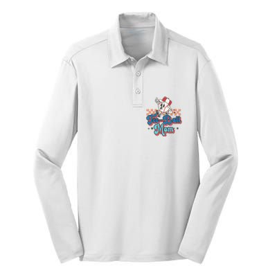 Retro Groovy Baseball Mom Game Day Tball Happy Mother's Day Silk Touch Performance Long Sleeve Polo