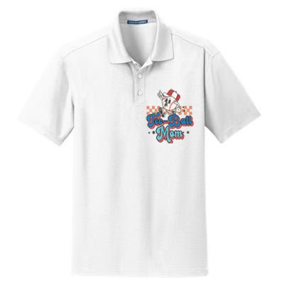 Retro Groovy Baseball Mom Game Day Tball Happy Mother's Day Dry Zone Grid Polo