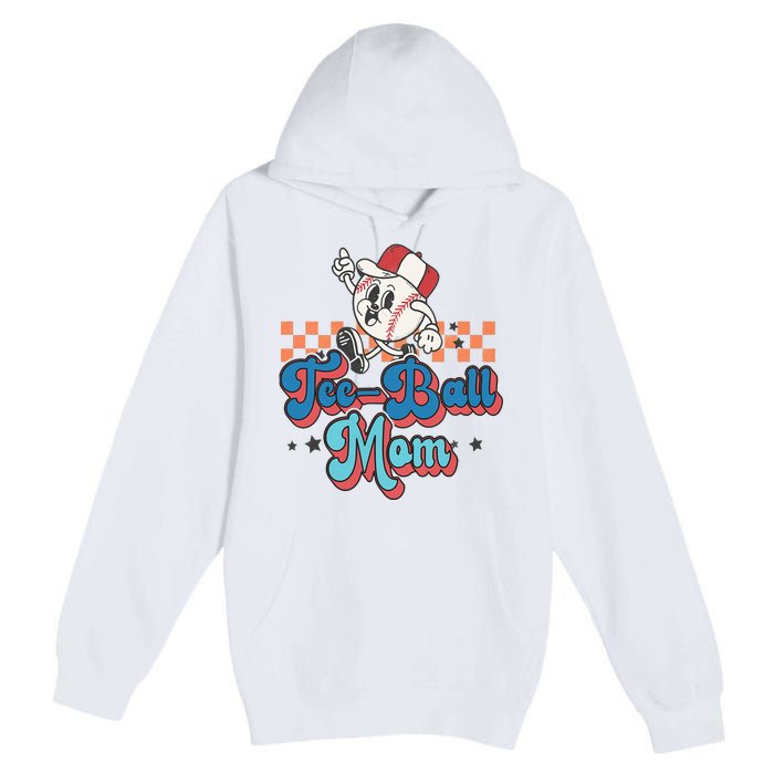 Retro Groovy Baseball Mom Game Day Tball Happy Mother's Day Premium Pullover Hoodie