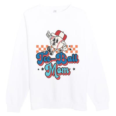 Retro Groovy Baseball Mom Game Day Tball Happy Mother's Day Premium Crewneck Sweatshirt