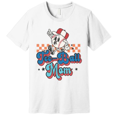 Retro Groovy Baseball Mom Game Day Tball Happy Mother's Day Premium T-Shirt