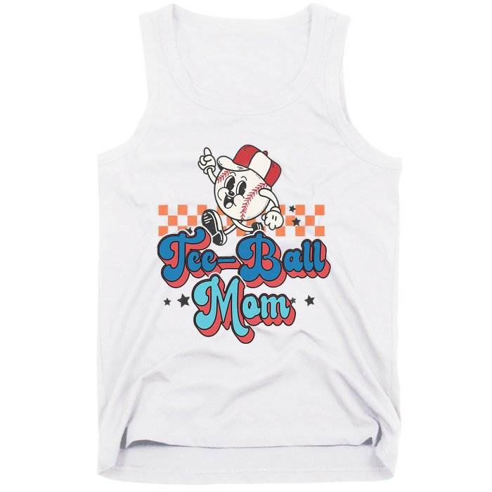 Retro Groovy Baseball Mom Game Day Tball Happy Mother's Day Tank Top