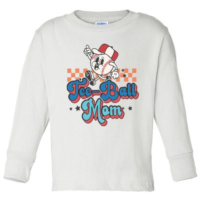 Retro Groovy Baseball Mom Game Day Tball Happy Mother's Day Toddler Long Sleeve Shirt