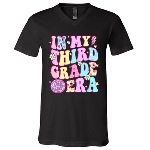 Retro Groovy Back To School In My Third Grade Era Girl V-Neck T-Shirt