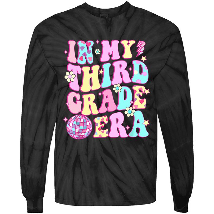 Retro Groovy Back To School In My Third Grade Era Girl Tie-Dye Long Sleeve Shirt