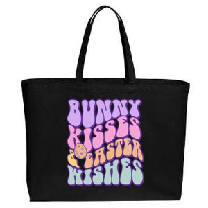 Retro Groovy Bunny Kisses & Easter Wishes Cotton Canvas Jumbo Tote