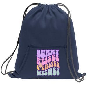 Retro Groovy Bunny Kisses & Easter Wishes Sweatshirt Cinch Pack Bag