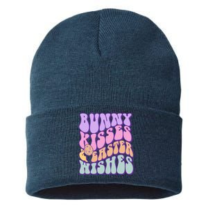 Retro Groovy Bunny Kisses & Easter Wishes Sustainable Knit Beanie