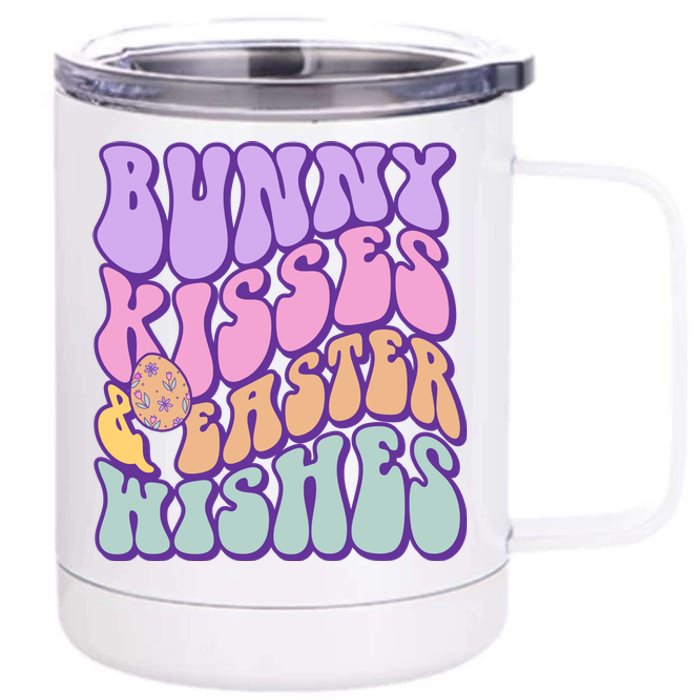 Retro Groovy Bunny Kisses & Easter Wishes 12 oz Stainless Steel Tumbler Cup