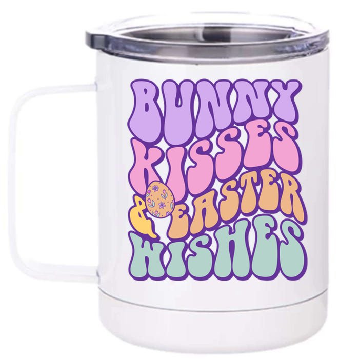 Retro Groovy Bunny Kisses & Easter Wishes 12 oz Stainless Steel Tumbler Cup