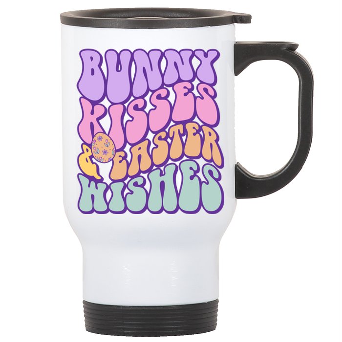 Retro Groovy Bunny Kisses & Easter Wishes Stainless Steel Travel Mug