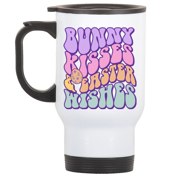 Retro Groovy Bunny Kisses & Easter Wishes Stainless Steel Travel Mug