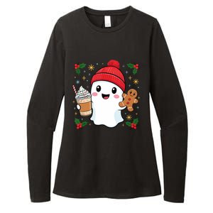 Retro Ghost Beanie Christmas Holiday Xmas Coffee Gingerbread Tank Top Womens CVC Long Sleeve Shirt