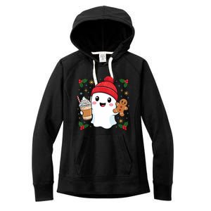 Retro Ghost Beanie Christmas Holiday Xmas Coffee Gingerbread Tank Top Women's Fleece Hoodie