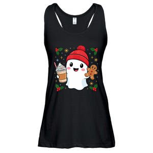 Retro Ghost Beanie Christmas Holiday Xmas Coffee Gingerbread Tank Top Ladies Essential Flowy Tank