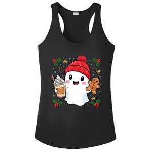 Retro Ghost Beanie Christmas Holiday Xmas Coffee Gingerbread Tank Top Ladies PosiCharge Competitor Racerback Tank