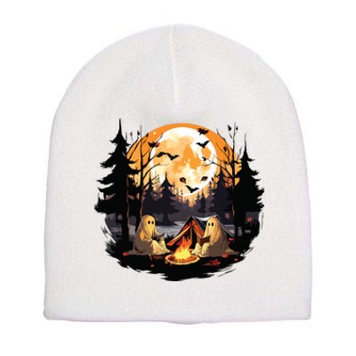 Retro Ghost Book Reading Camping Gothic Halloween Women Short Acrylic Beanie