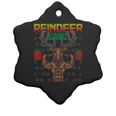 Reindeer Gainz Brodolf Ugly Christmas Sweater Gym Workout Gift Ceramic Star Ornament