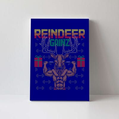 Reindeer Gainz Brodolf Ugly Christmas Sweater Gym Workout Gift Canvas