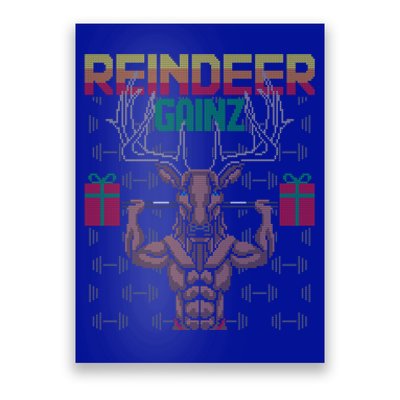 Reindeer Gainz Brodolf Ugly Christmas Sweater Gym Workout Gift Poster