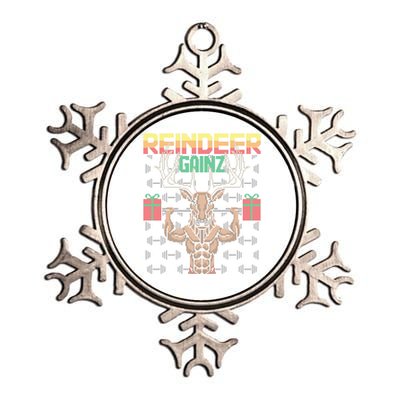 Reindeer Gainz Brodolf Ugly Christmas Sweater Gym Workout Gift Metallic Star Ornament