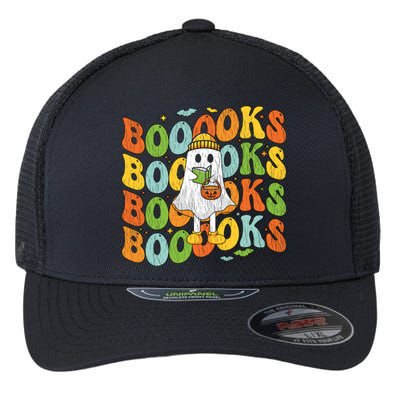 Retro Groovy Boooks Ghost Halloween Librarian Teacher Book Gift Flexfit Unipanel Trucker Cap