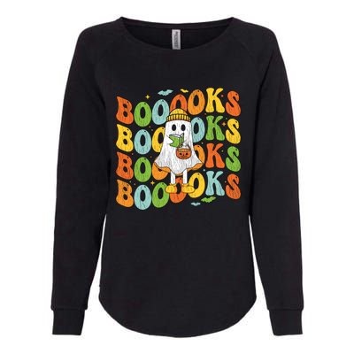 Retro Groovy Boooks Ghost Halloween Librarian Teacher Book Gift Womens California Wash Sweatshirt