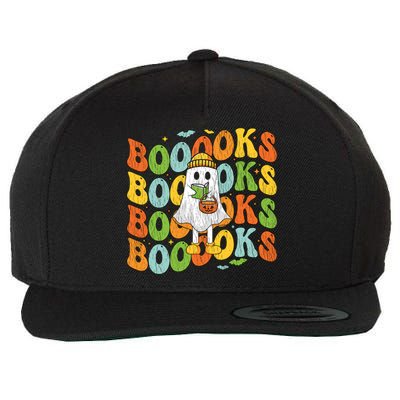 Retro Groovy Boooks Ghost Halloween Librarian Teacher Book Gift Wool Snapback Cap