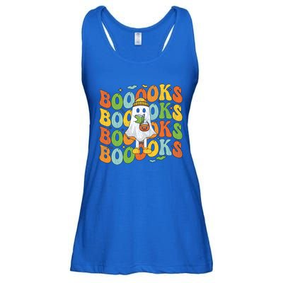 Retro Groovy Boooks Ghost Halloween Librarian Teacher Book Gift Ladies Essential Flowy Tank