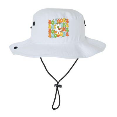 Retro Groovy Boooks Ghost Halloween Librarian Teacher Book Gift Legacy Cool Fit Booney Bucket Hat