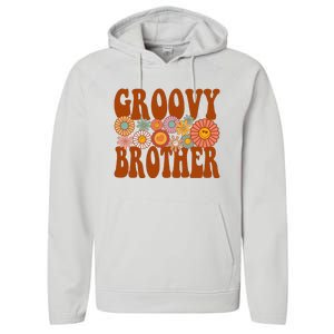 Retro Groovy Brother Matching Family 1st Birthday Party Performance Fleece Hoodie