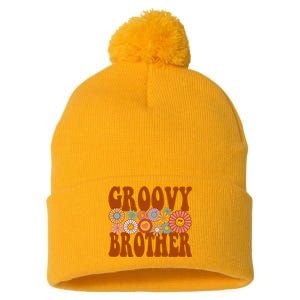 Retro Groovy Brother Matching Family 1st Birthday Party Pom Pom 12in Knit Beanie