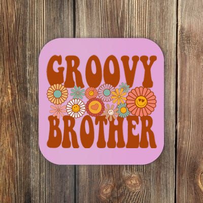 Retro Groovy Brother Matching Family 1st Birthday Party Coaster