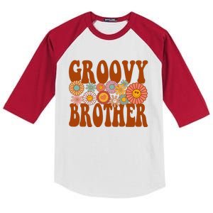 Retro Groovy Brother Matching Family 1st Birthday Party Kids Colorblock Raglan Jersey