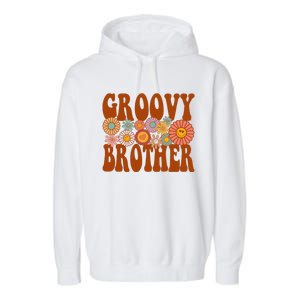 Retro Groovy Brother Matching Family 1st Birthday Party Garment-Dyed Fleece Hoodie