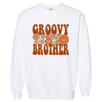 Retro Groovy Brother Matching Family 1st Birthday Party Garment-Dyed Sweatshirt