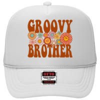 Retro Groovy Brother Matching Family 1st Birthday Party High Crown Mesh Back Trucker Hat