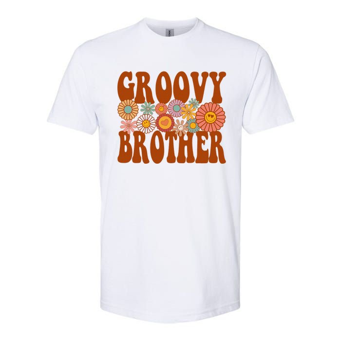 Retro Groovy Brother Matching Family 1st Birthday Party Softstyle CVC T-Shirt