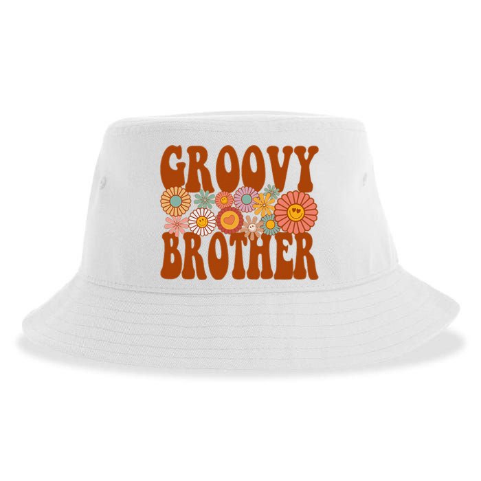 Retro Groovy Brother Matching Family 1st Birthday Party Sustainable Bucket Hat