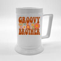 Retro Groovy Brother Matching Family 1st Birthday Party Beer Stein