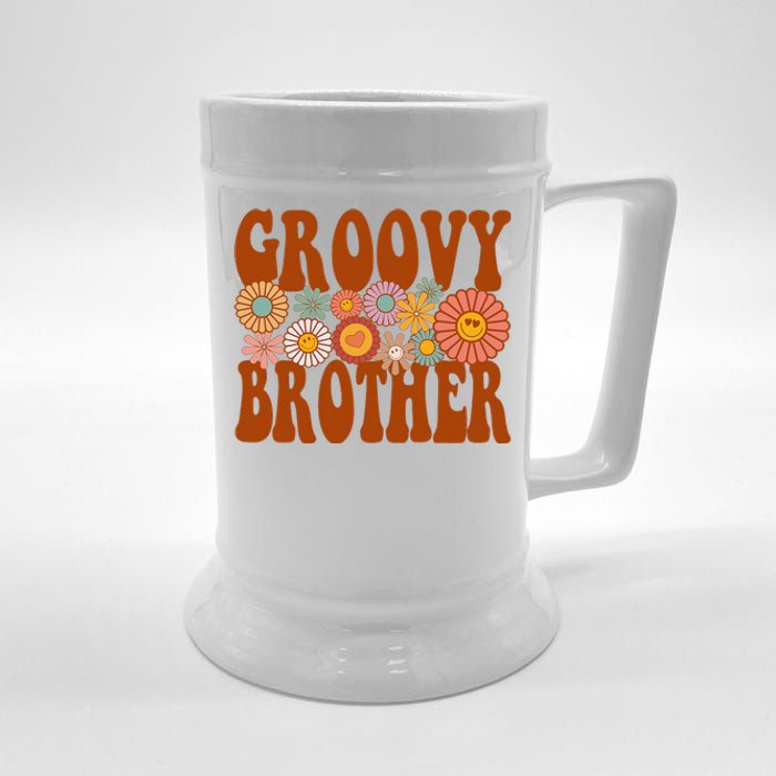 Retro Groovy Brother Matching Family 1st Birthday Party Beer Stein