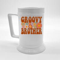 Retro Groovy Brother Matching Family 1st Birthday Party Beer Stein