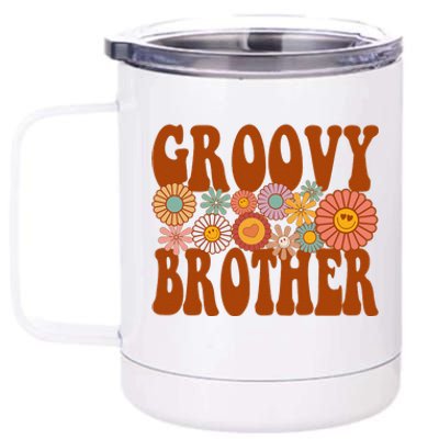 Retro Groovy Brother Matching Family 1st Birthday Party 12 oz Stainless Steel Tumbler Cup