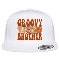 Retro Groovy Brother Matching Family 1st Birthday Party Flat Bill Trucker Hat