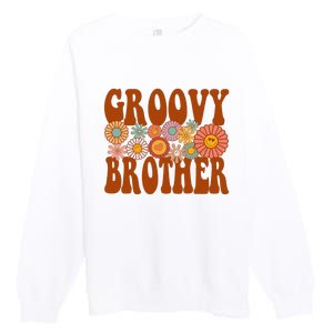 Retro Groovy Brother Matching Family 1st Birthday Party Premium Crewneck Sweatshirt