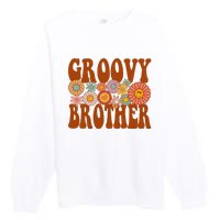 Retro Groovy Brother Matching Family 1st Birthday Party Premium Crewneck Sweatshirt